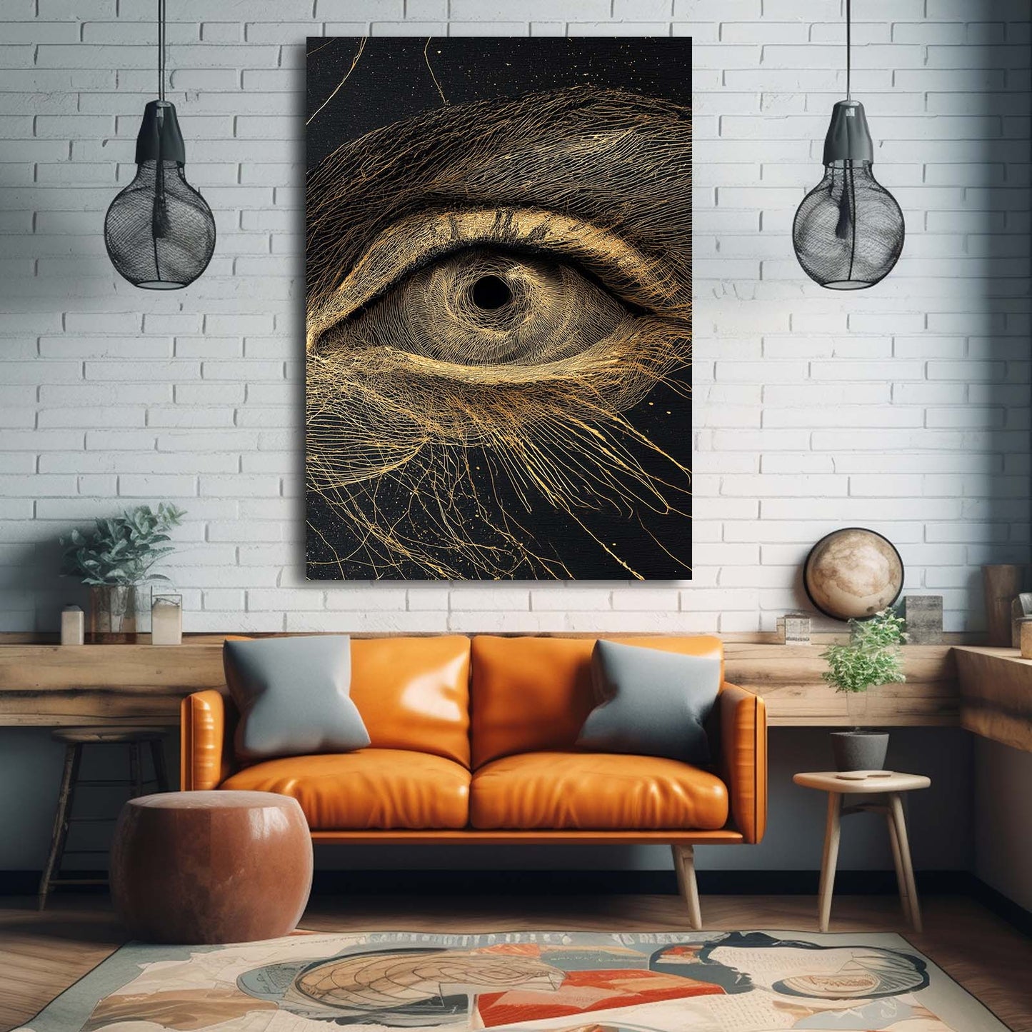 Golden Eye Study Wall Art – styled in a furnished interior