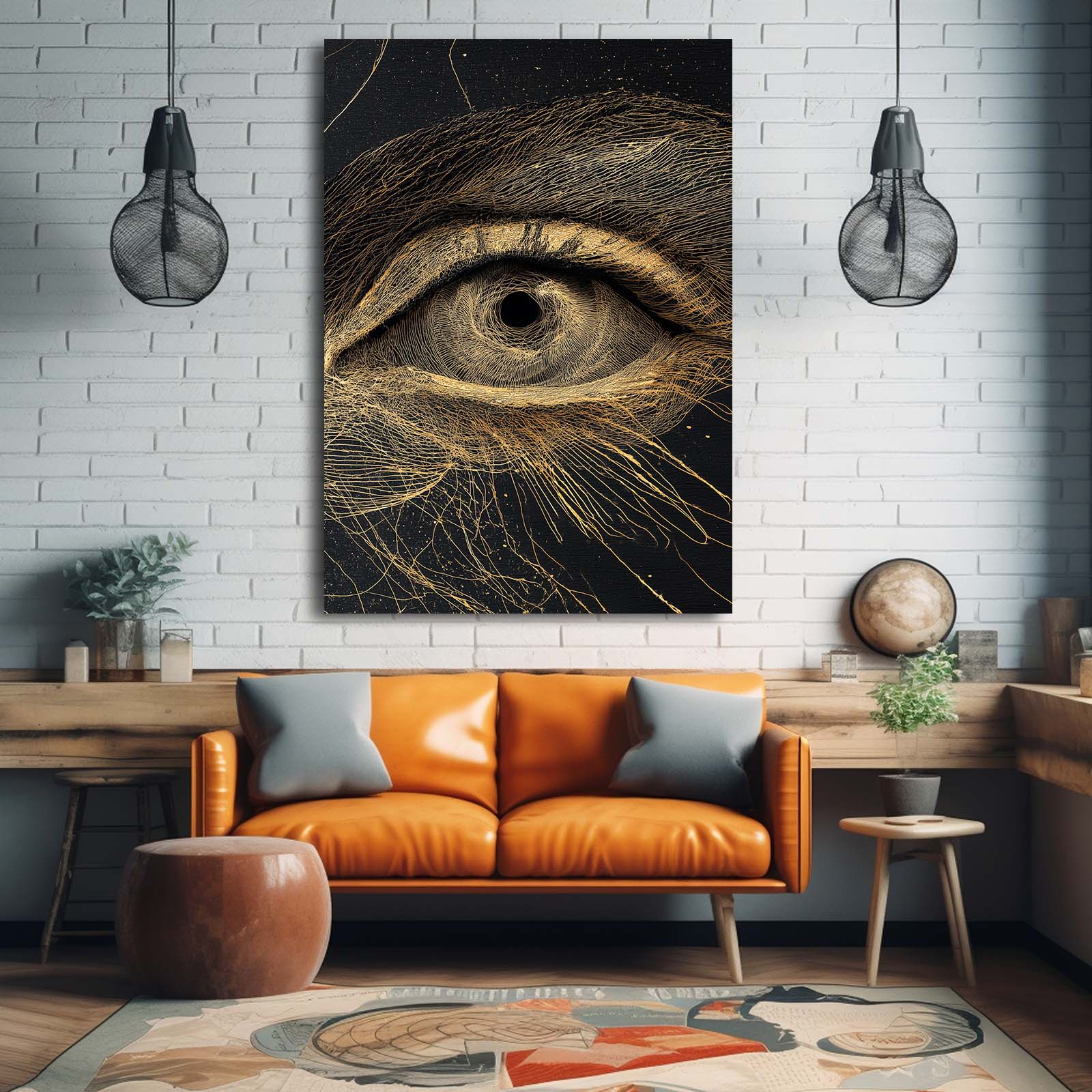 Golden Eye Study Wall Art – styled in a furnished interior