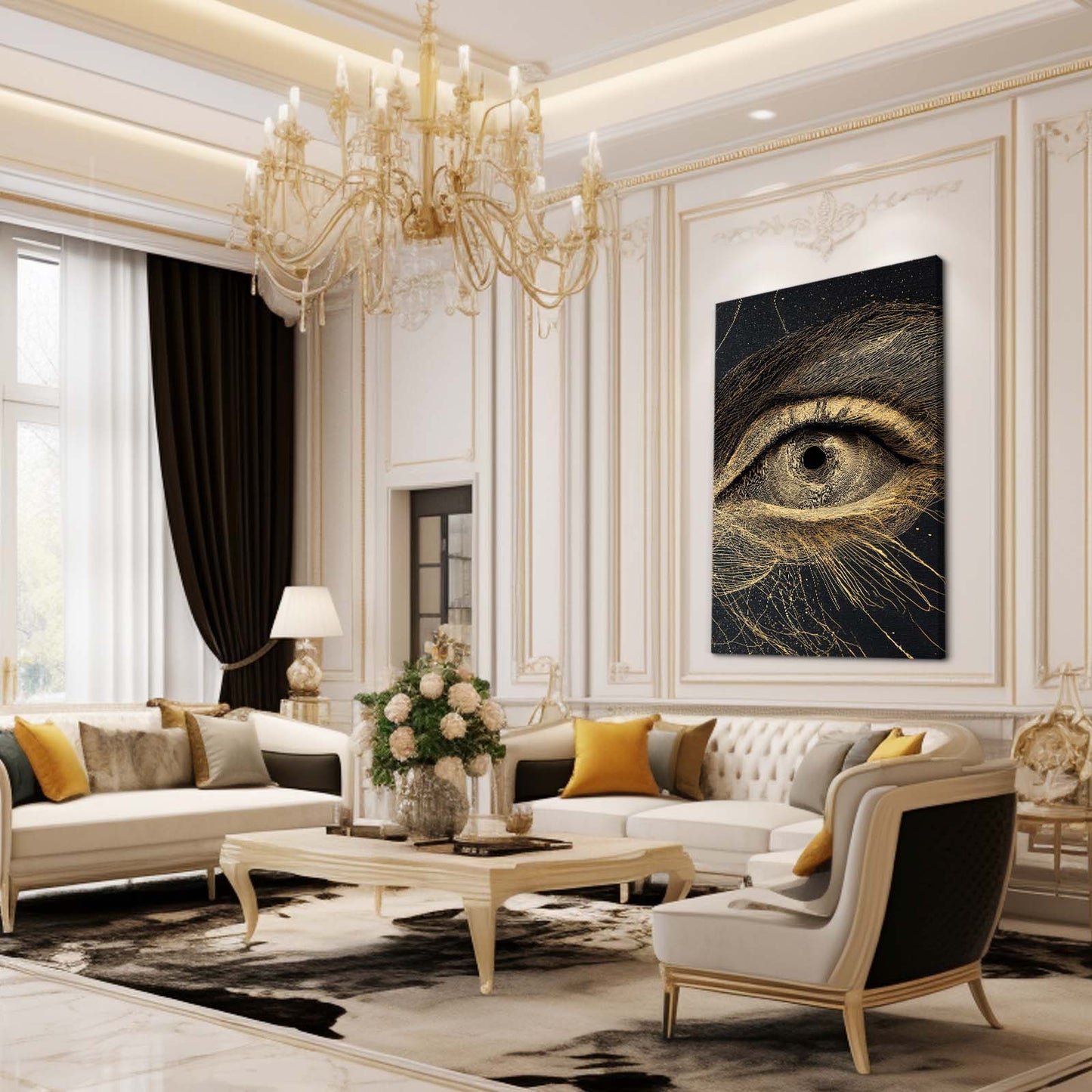 Golden Eye Study Wall Art – styled in a furnished interior