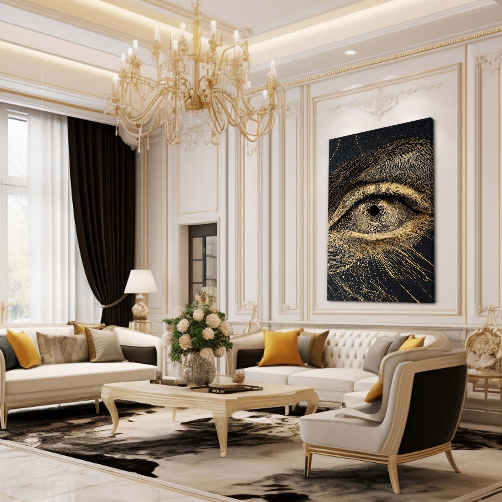 Golden Eye Study Wall Art – styled in a furnished interior