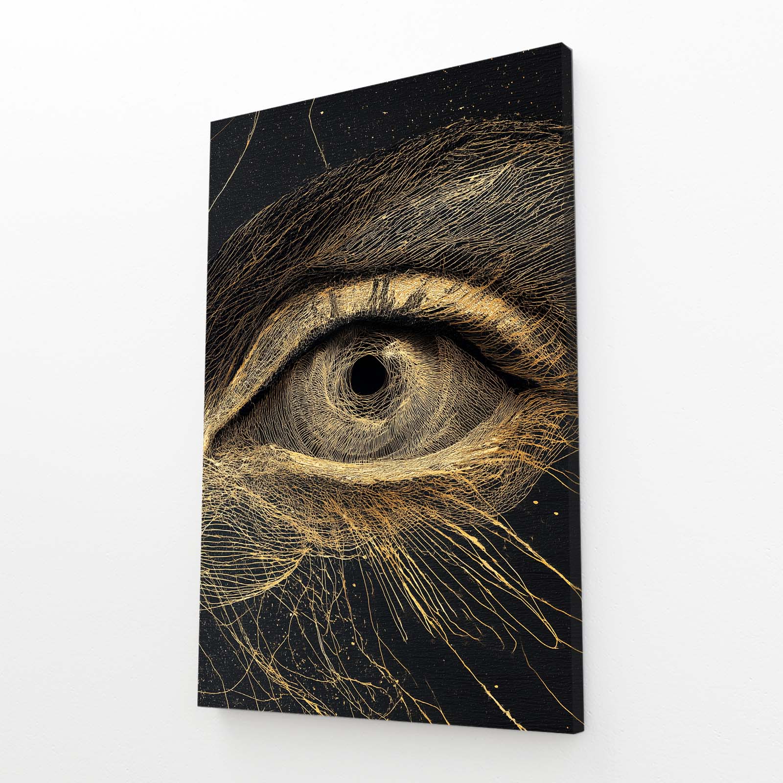 Golden Eye Study Wall Art – angled canvas view on white background