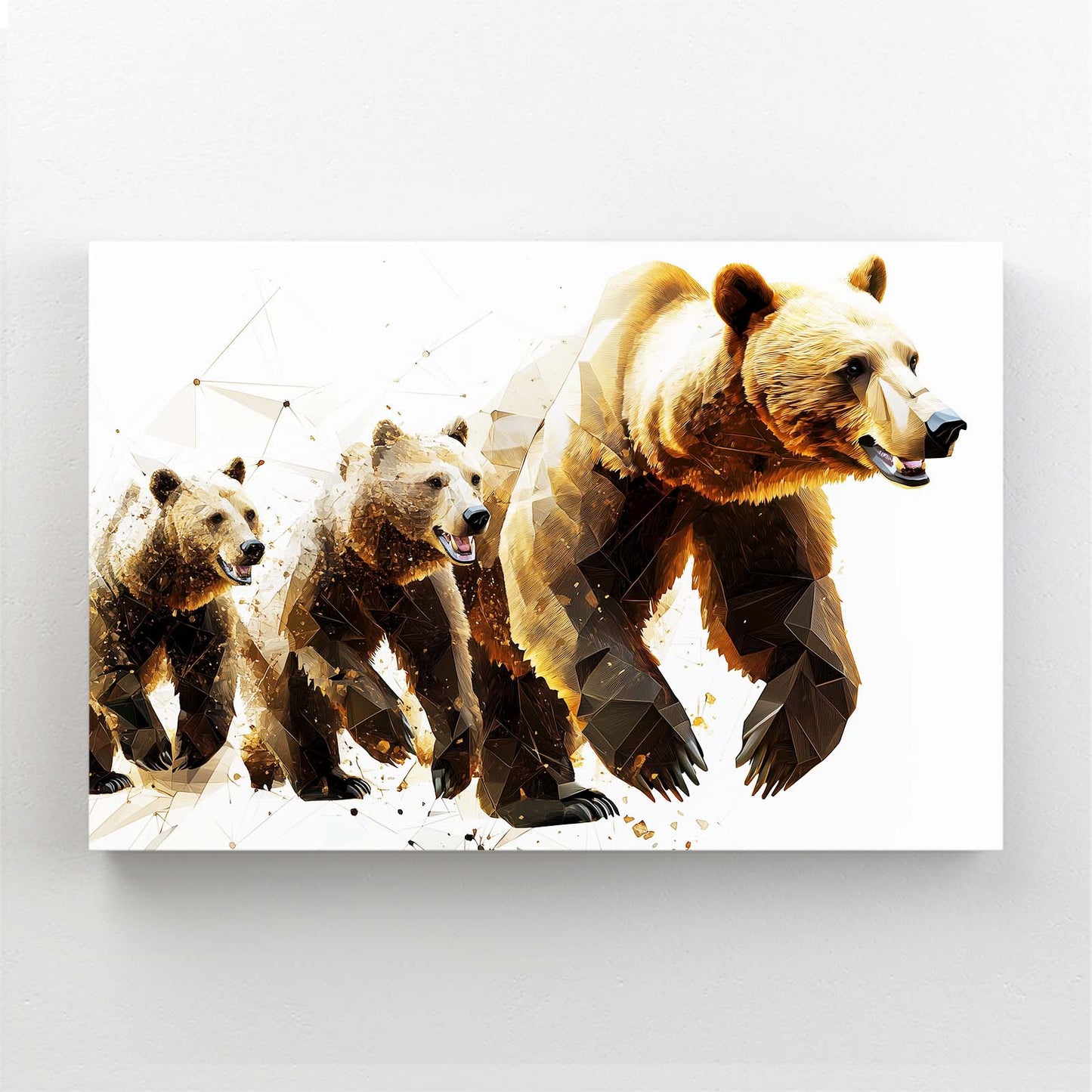 Golden Family March Bear Canvas — contemporary canvas print, angled canvas view on white background