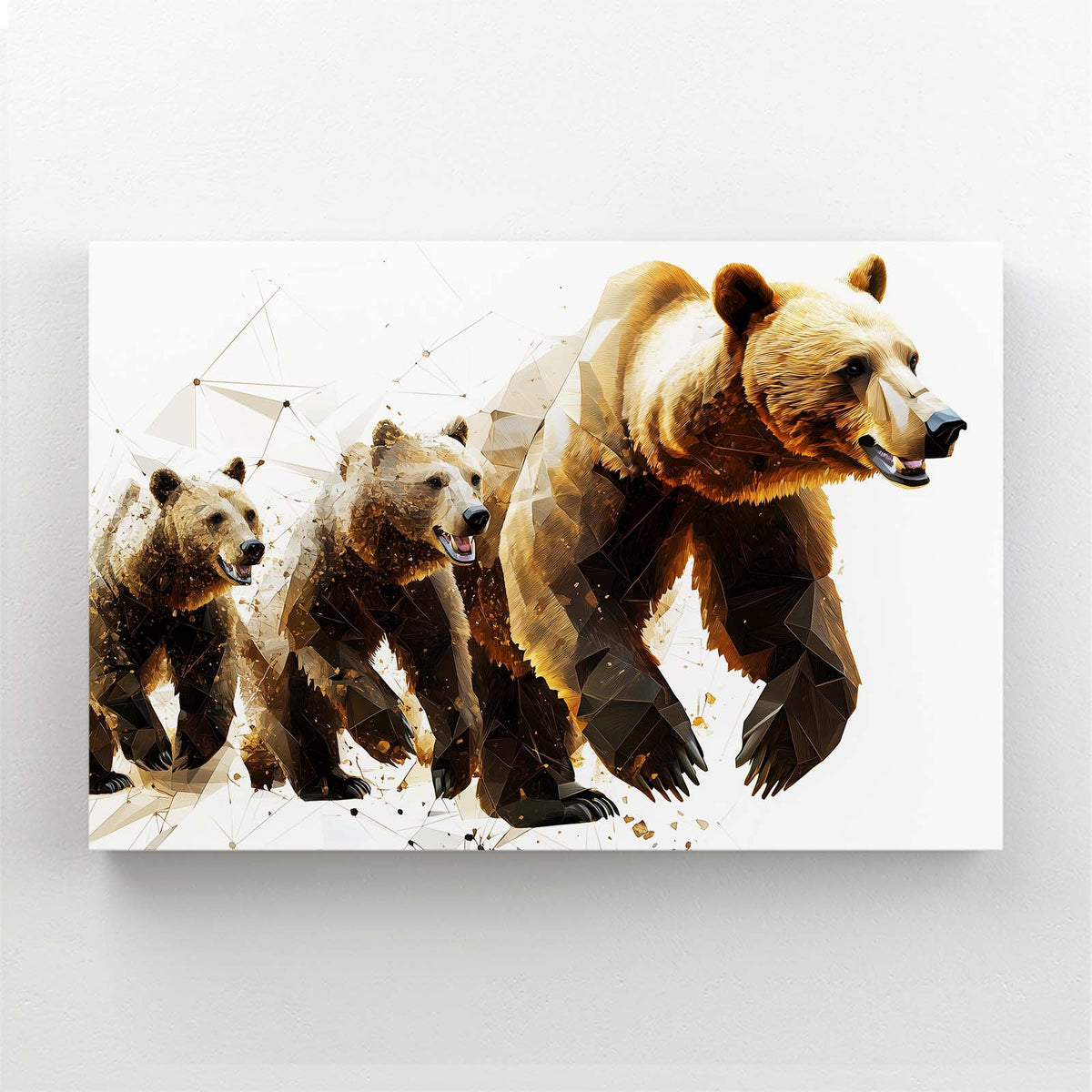 Golden Family March Bear Canvas — contemporary canvas print, angled canvas view on white background