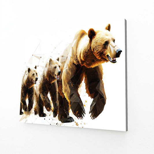 Golden Family March Bear Canvas — contemporary canvas print, angled canvas view on white background