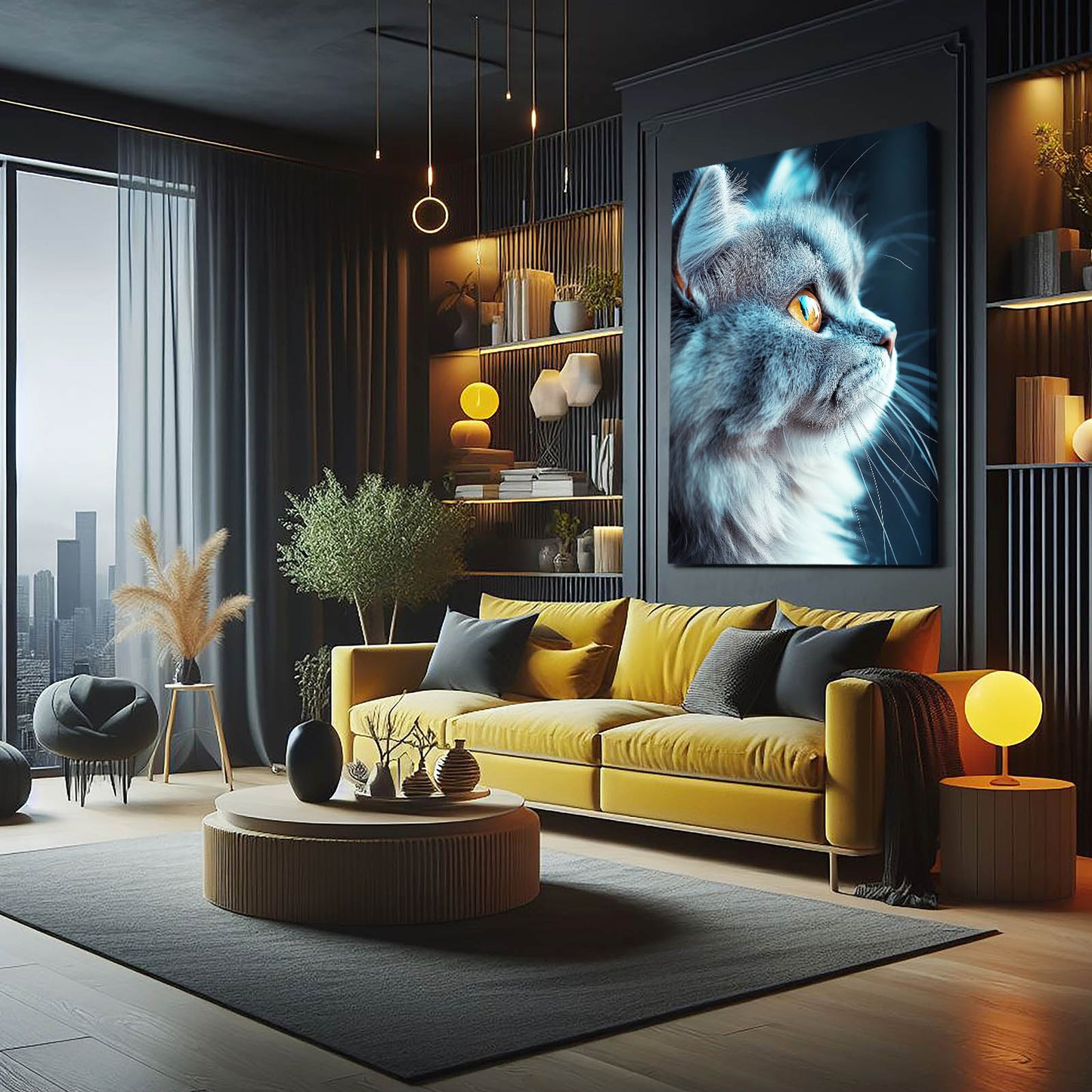 Golden Gaze Cat Art