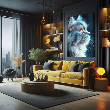 Golden Gaze Cat Art