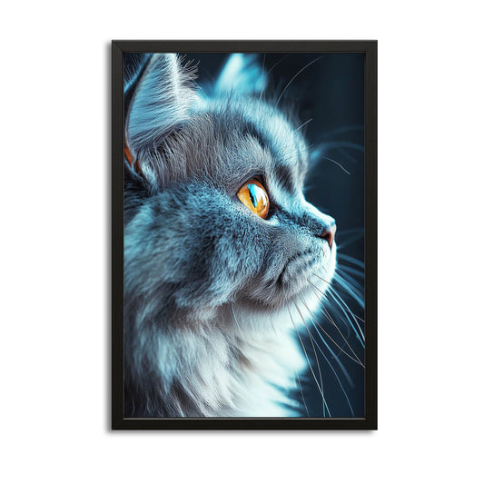 Golden Gaze Cat Art – canvas print on white background