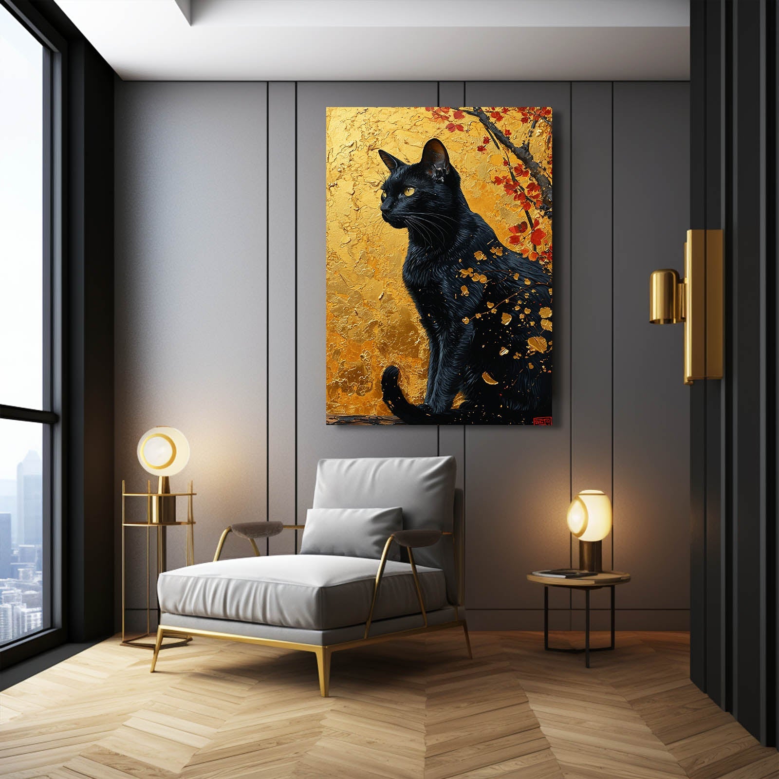 Golden Gaze Cat Wall Art