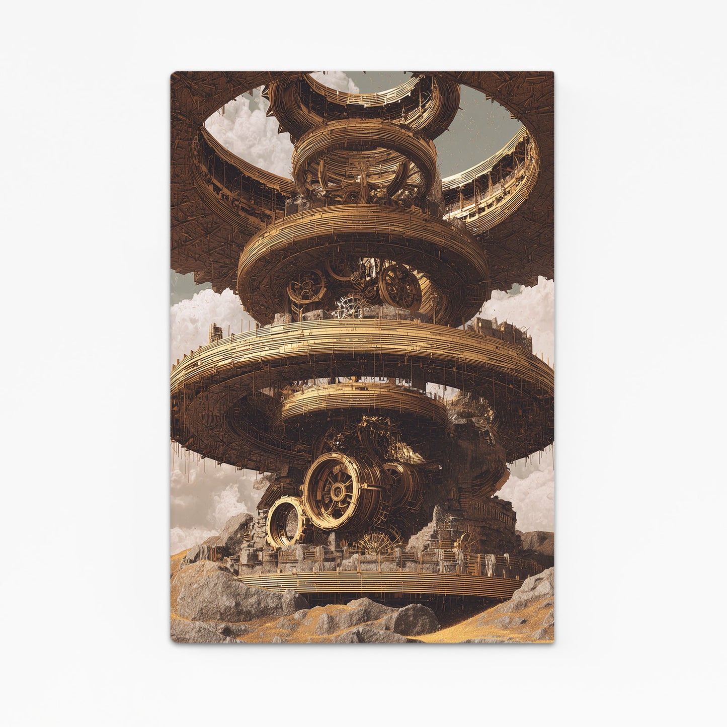Golden Gear Rings Steampunk Wall Decor – golden gear rings steampunk canvas print