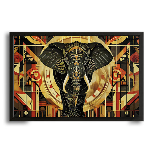 Golden Geometric Elephant Art – canvas print on white background