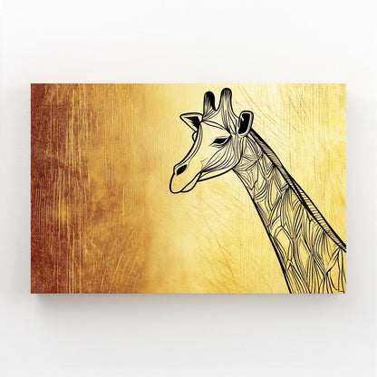 Giraffe illustration on a gold background