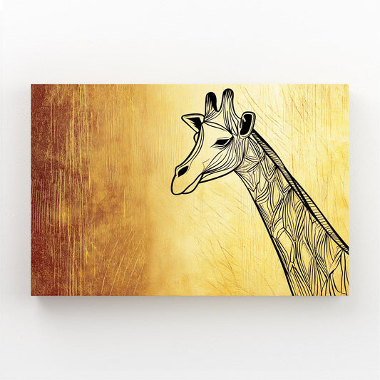 Giraffe illustration on a gold background