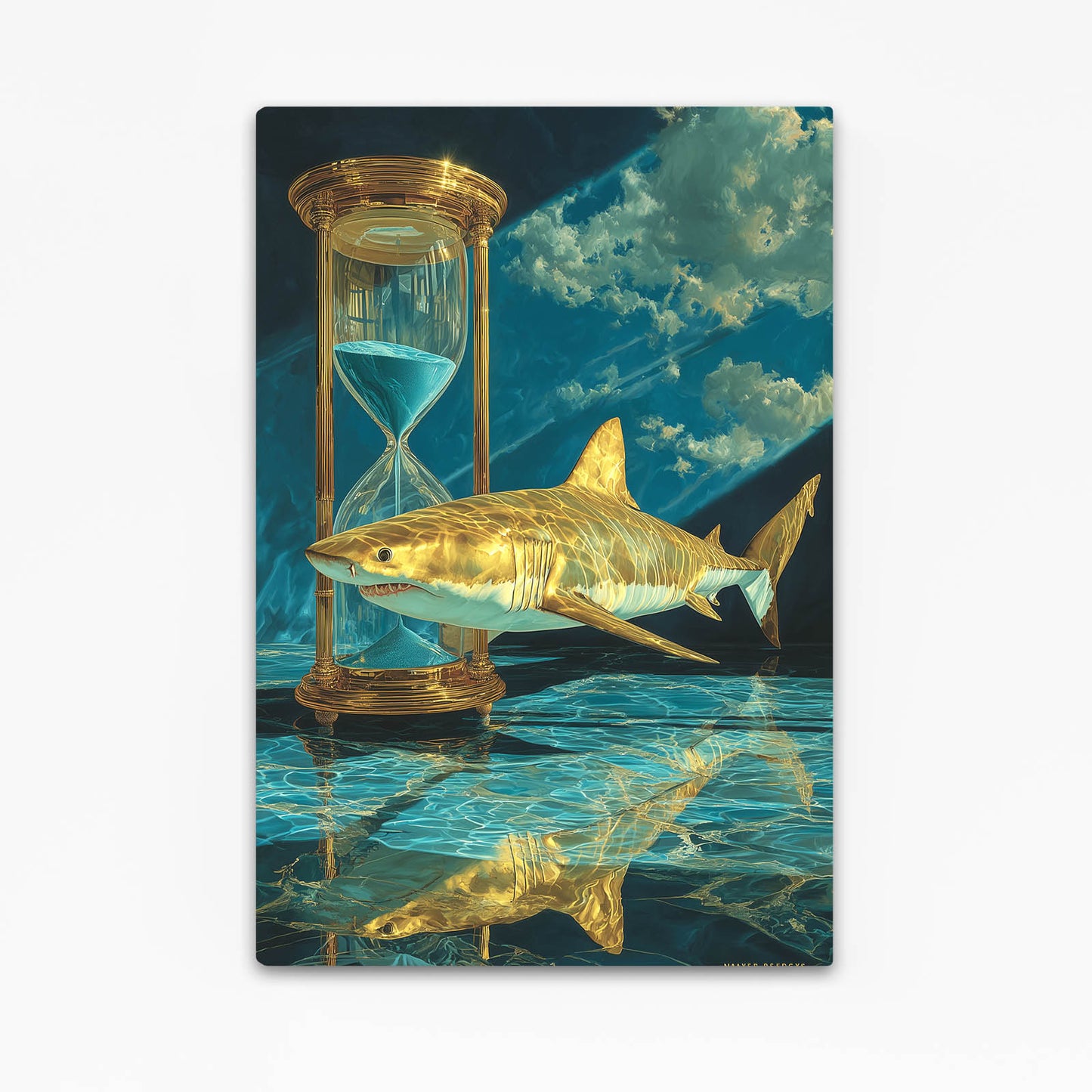 Golden Hourglass Surreal Shark Canvas – golden hourglass surreal shark canvas print