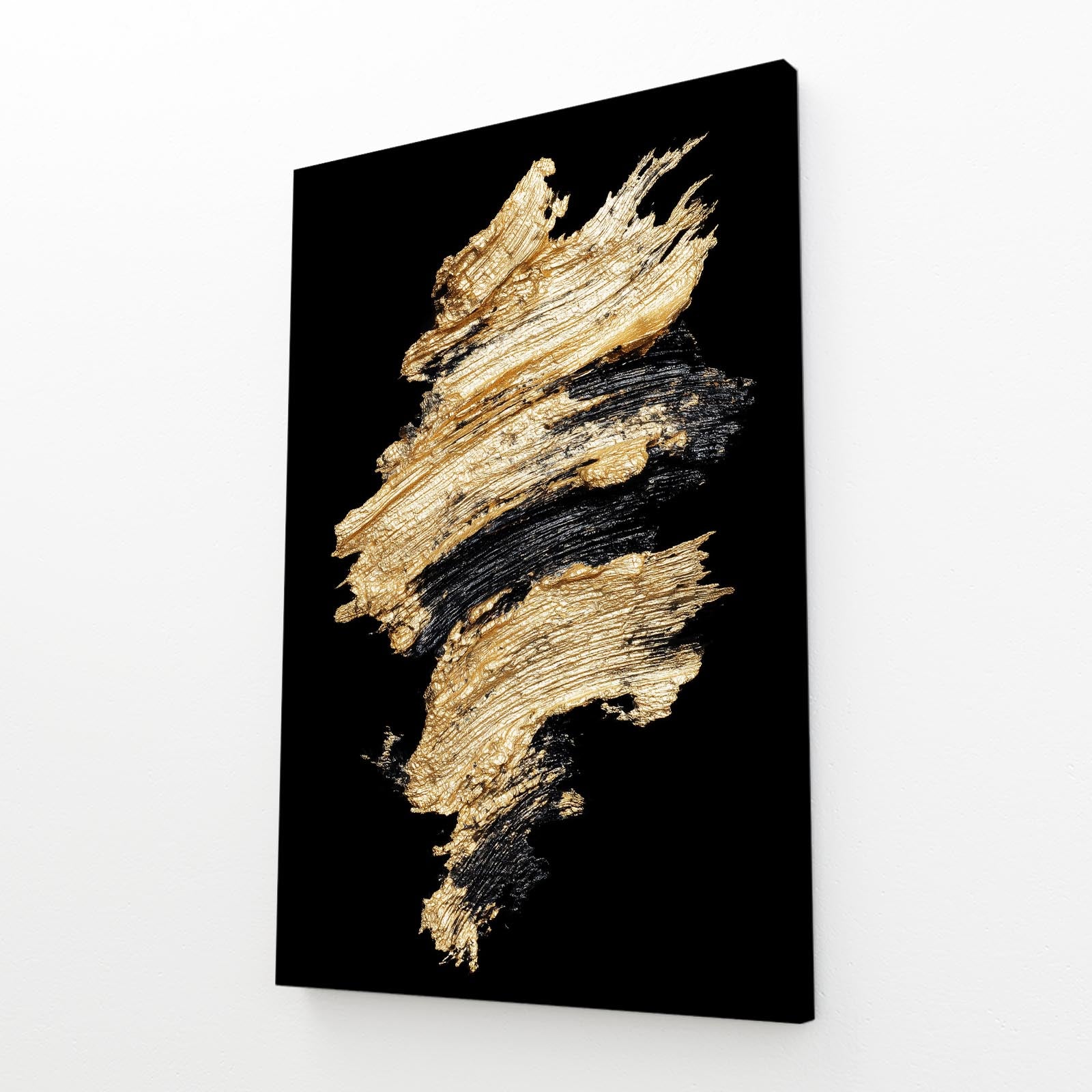Golden Impasto Burst Prints – angled canvas view on white background