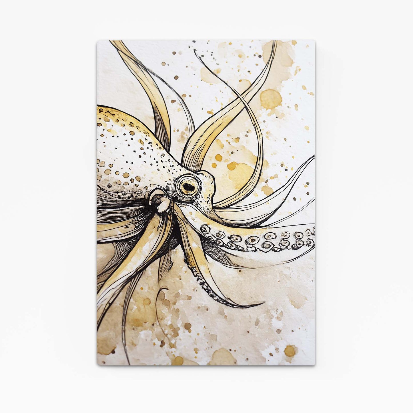 Golden Ink Sketch Octopus Prints – golden ink sketch octopus canvas print