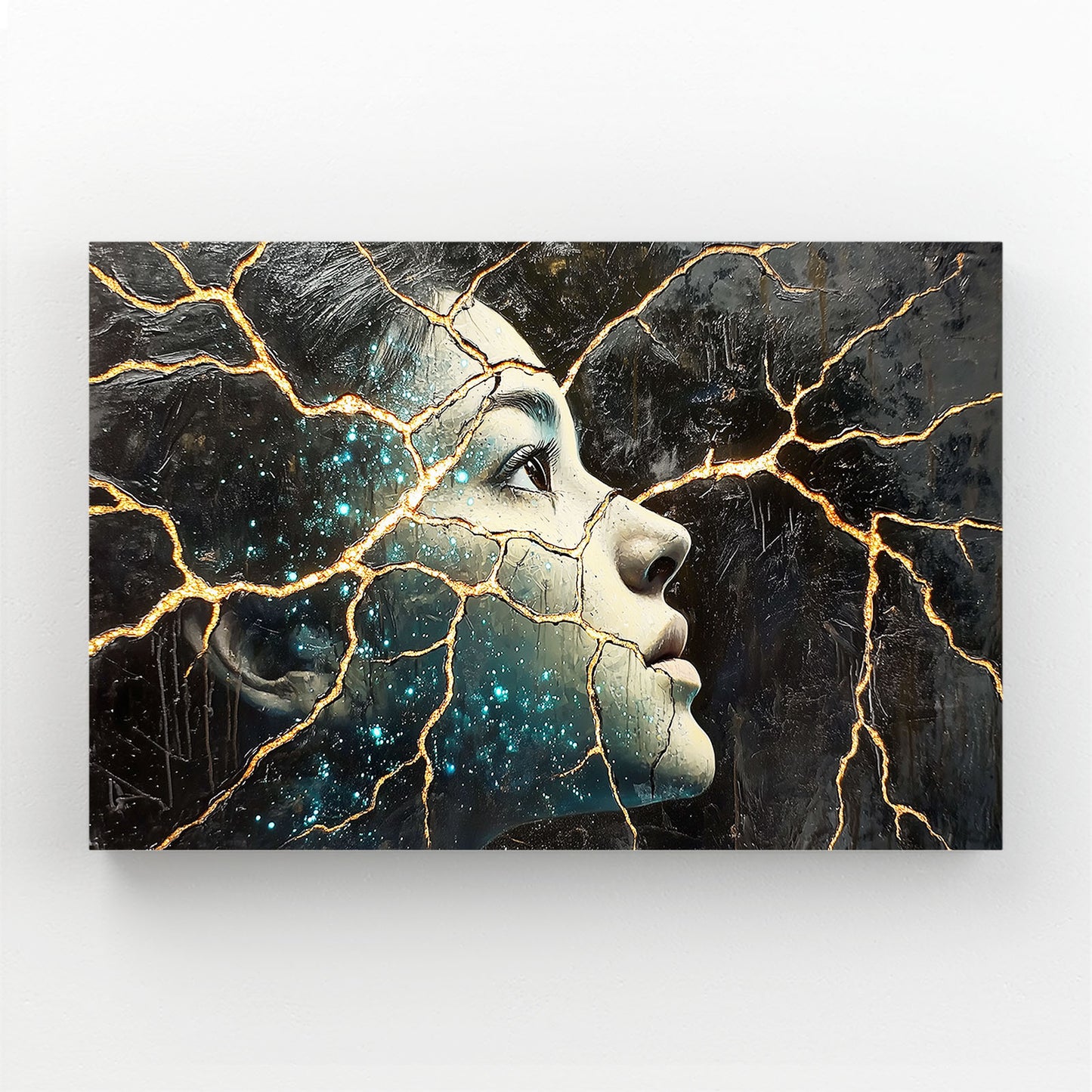 Golden Kintsugi Muse Abstract Wall Decor – golden kintsugi muse abstract canvas print