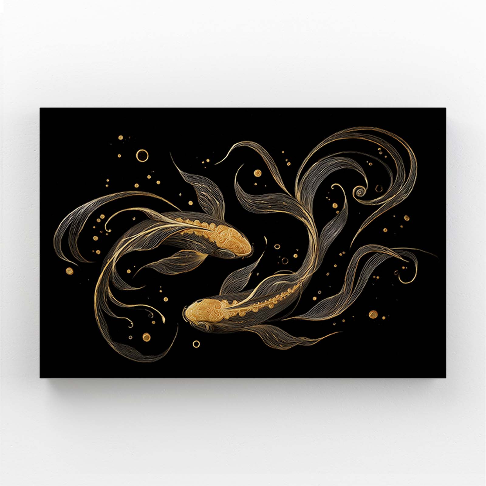 Golden Koi Pair Canvas – golden koi pair gold canvas print
