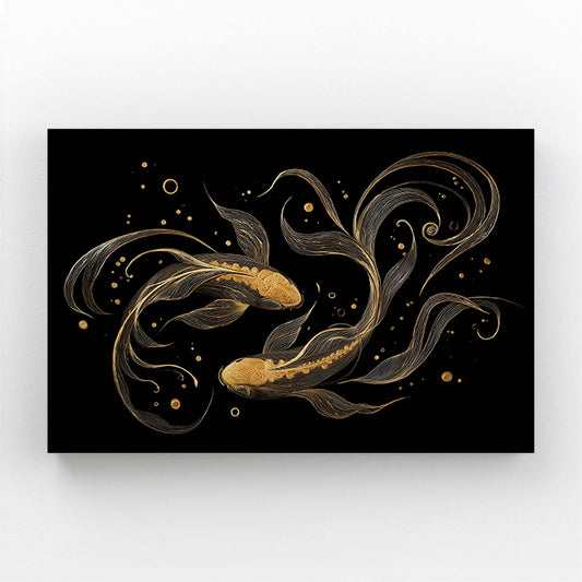 Golden Koi Pair Canvas – golden koi pair gold canvas print