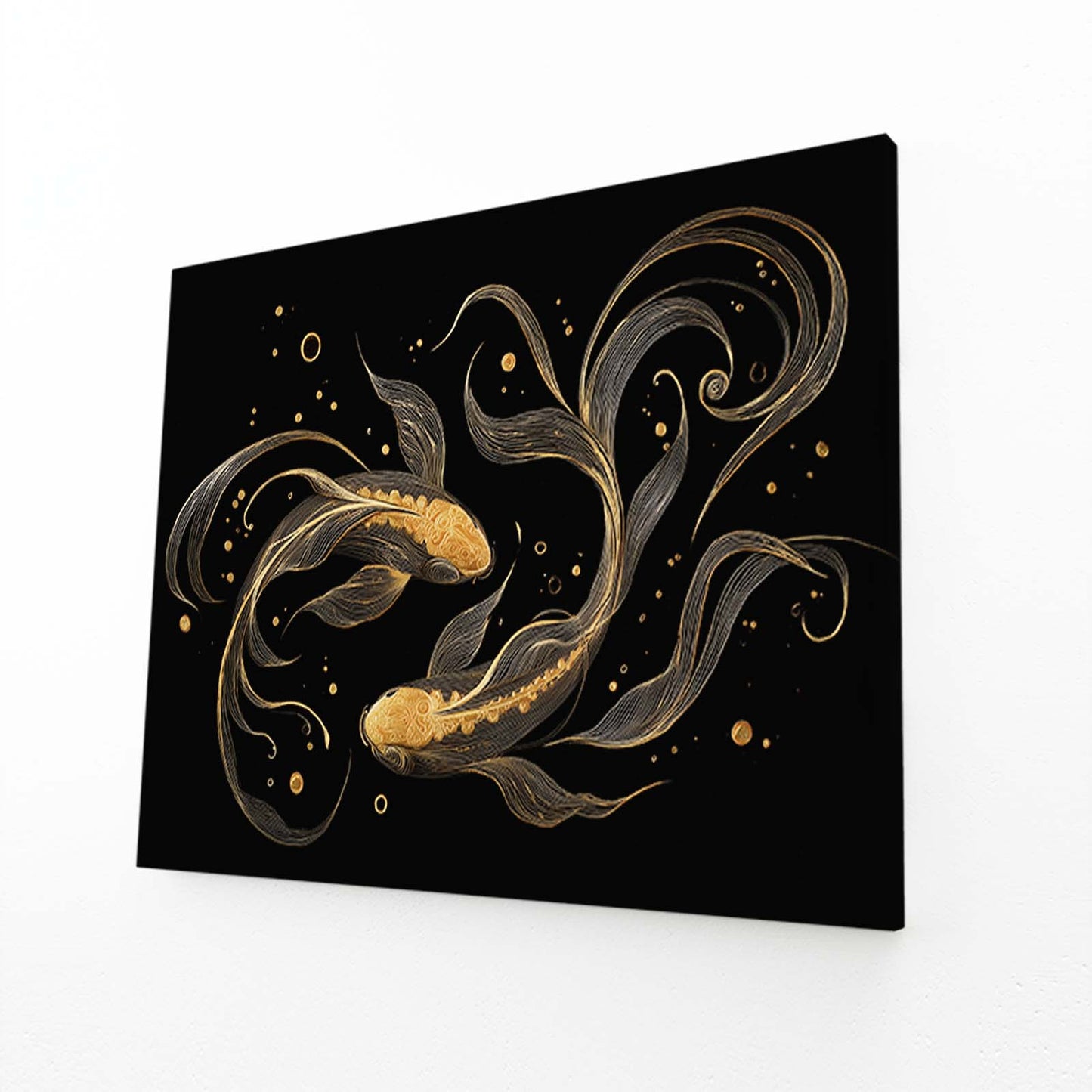 Golden Koi Pair Canvas – angled canvas view on white background