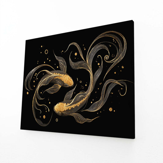 Golden Koi Pair Canvas – angled canvas view on white background