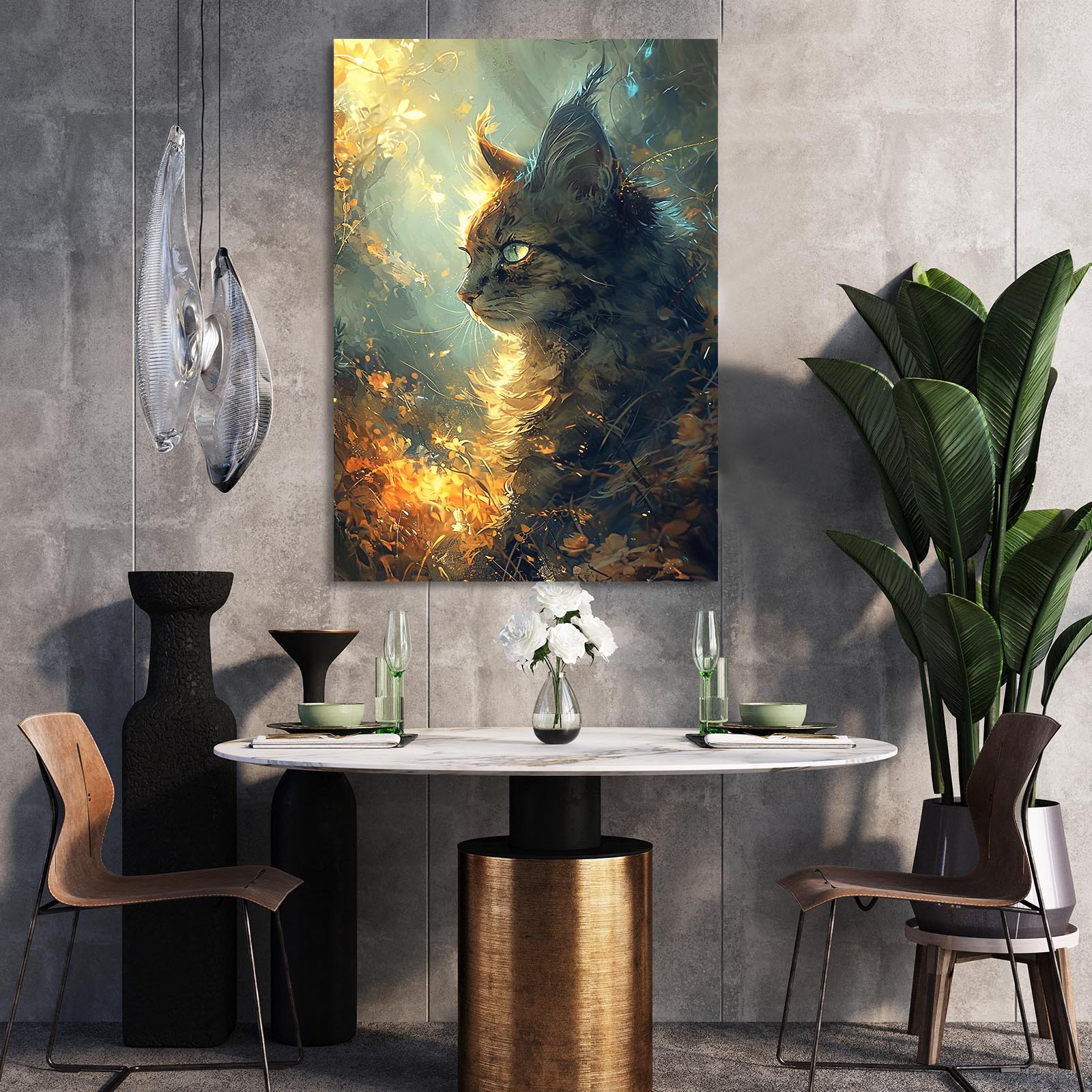 Golden Light Cat Art