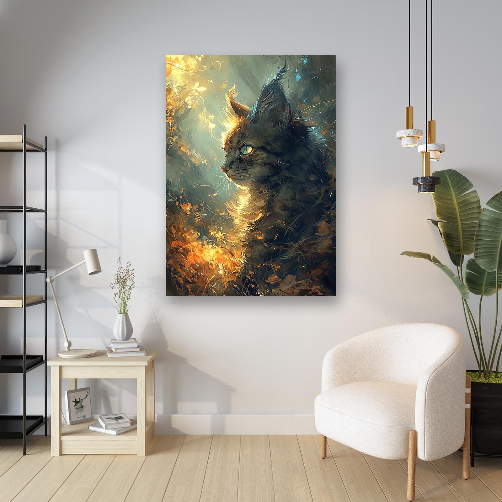 Golden Light Cat Art