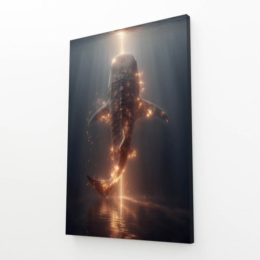 Golden Light Deep Shark Prints – angled canvas view on white background