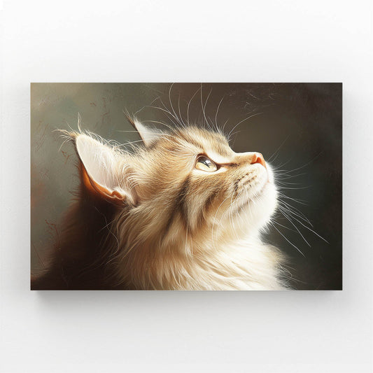 Golden Light on Fluffy Cat Art
