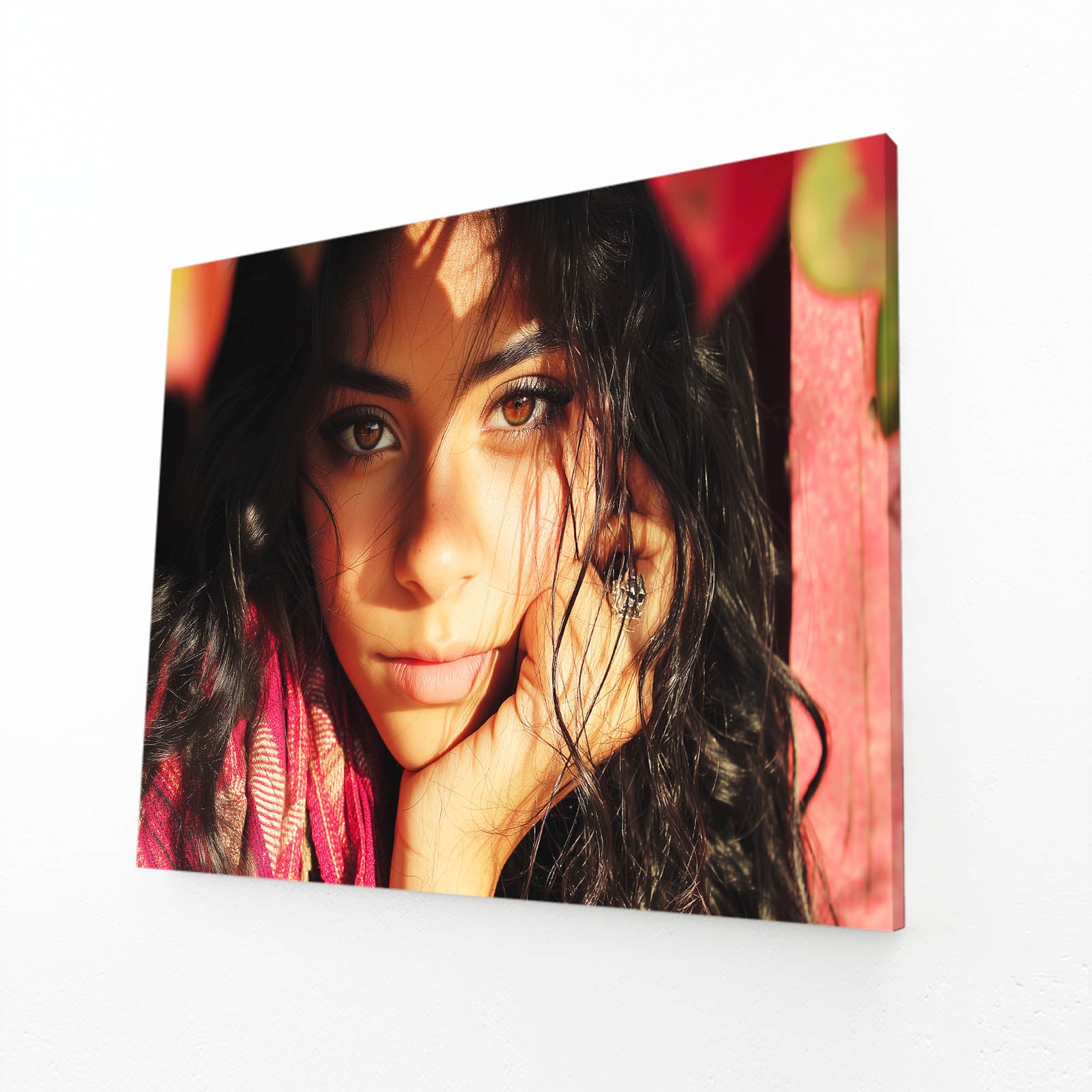 Golden Light Portrait Photography Canvas Art – angled canvas view on white background