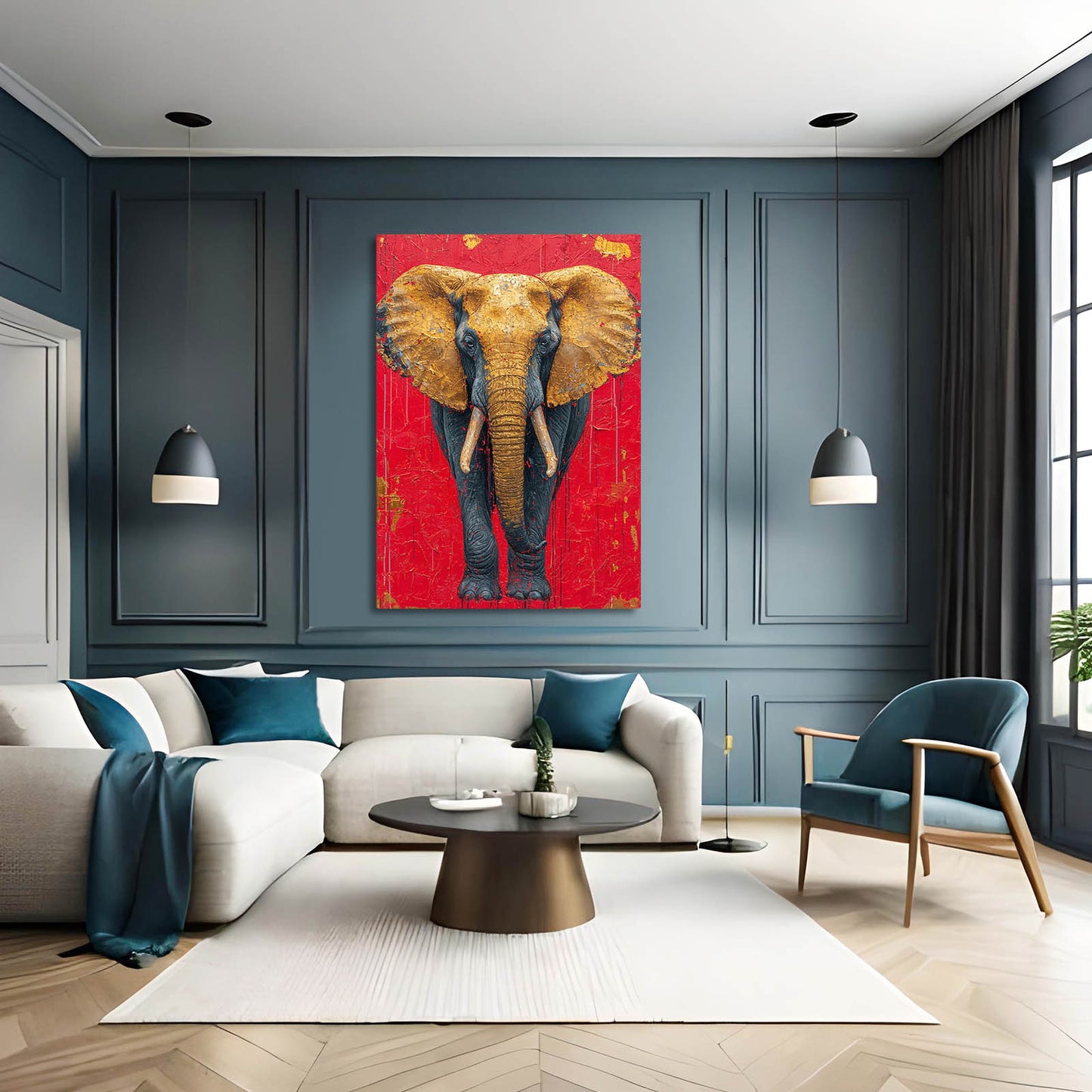 Golden Majesty Elephant Art