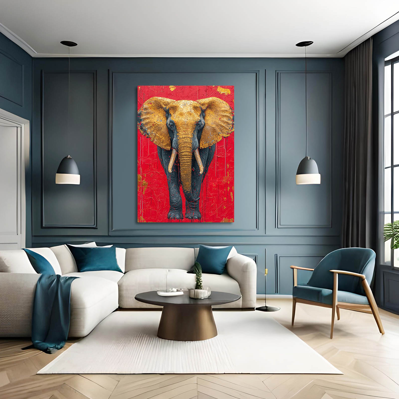 Golden Majesty Elephant Art