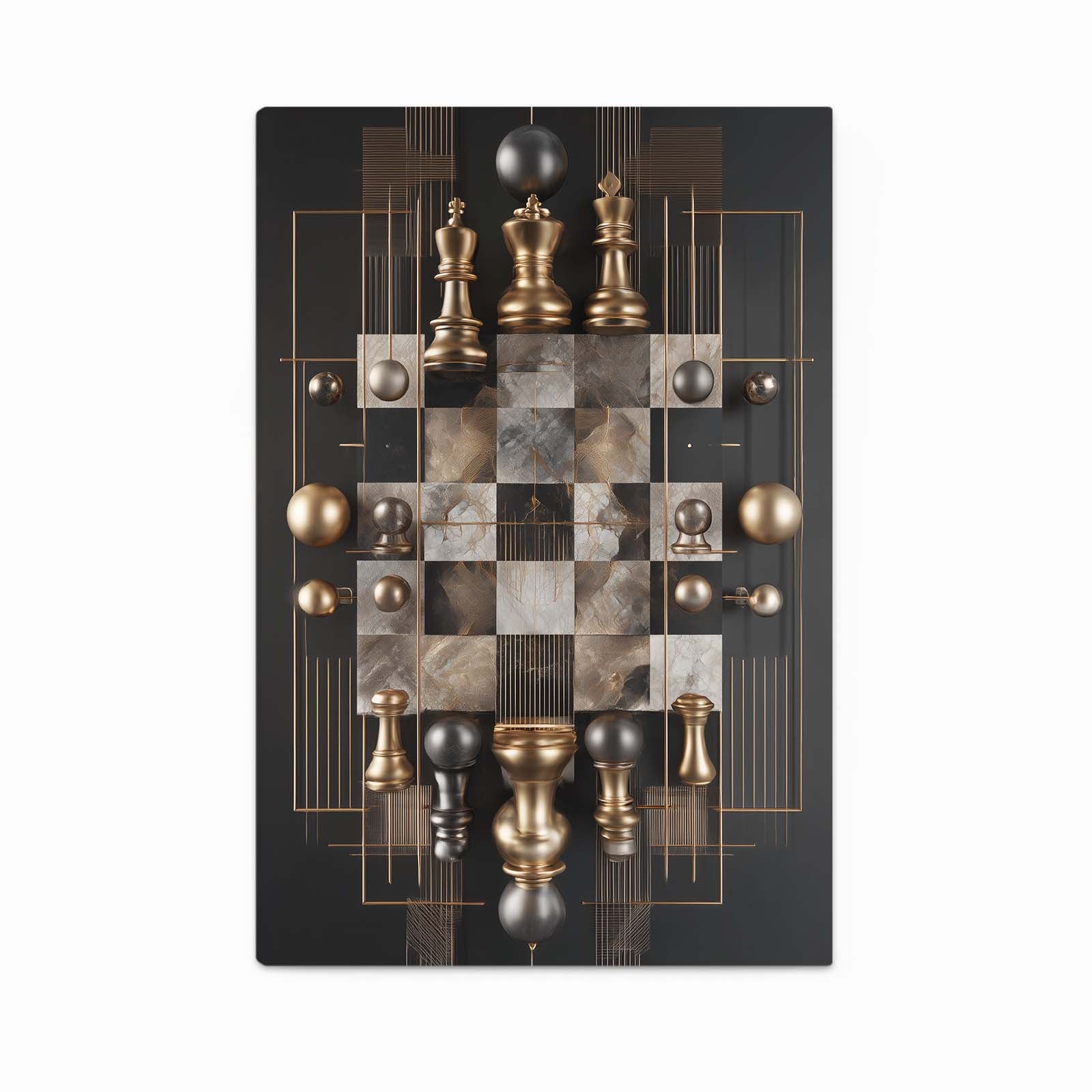Golden Marble Board Chess Canvas Art – golden marble board chess canvas print