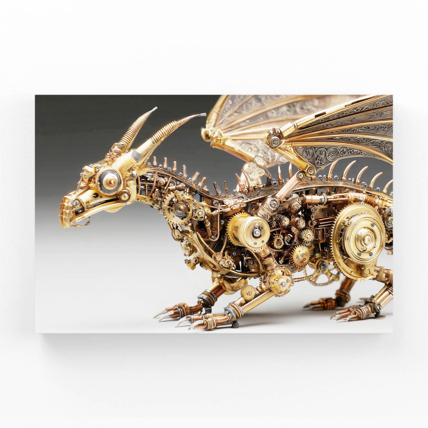 Golden Mechanical Dragon Steampunk Wall Decor – golden mechanical dragon steampunk canvas print
