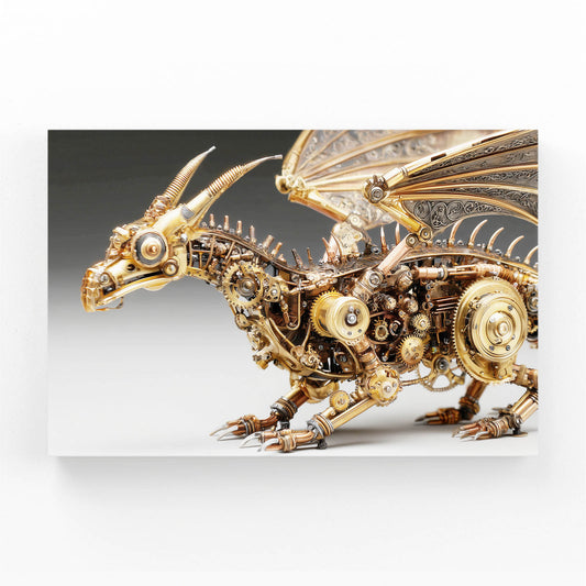 Golden Mechanical Dragon Steampunk Wall Decor – golden mechanical dragon steampunk canvas print