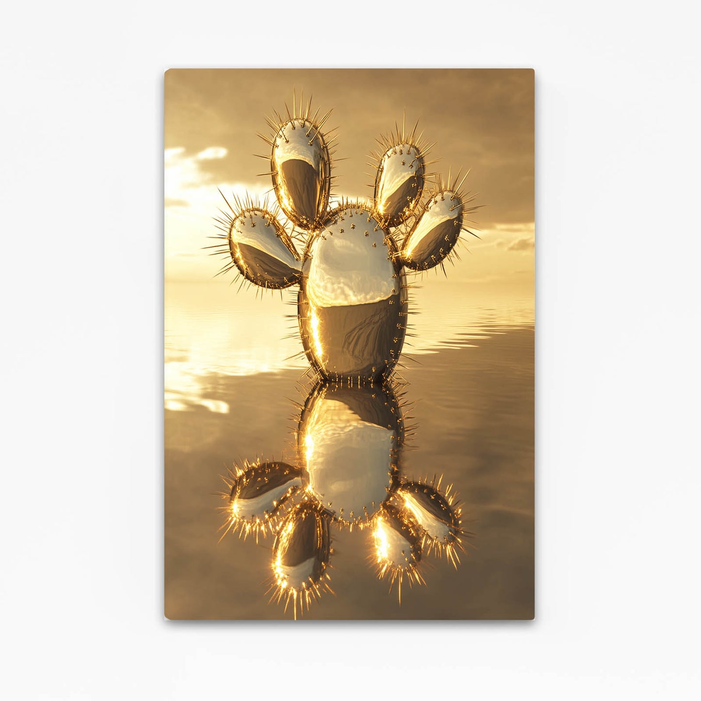 Golden Metal Sunset Cactus Wall Decor – golden metal sunset cactus canvas print