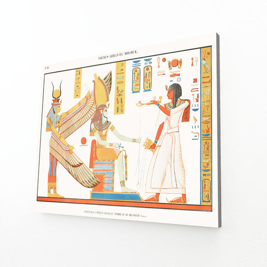 Golden Offering Scene Egyptian Canvas – angled canvas view on white background