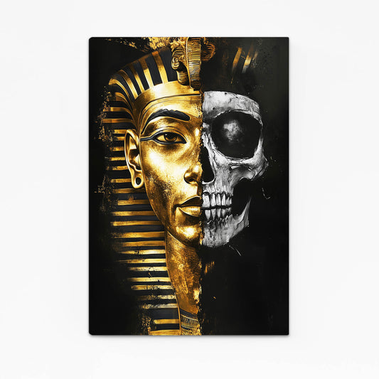 Golden Pharaoh Skull Egyptian Wall Art — contemporary canvas print, canvas print on white background