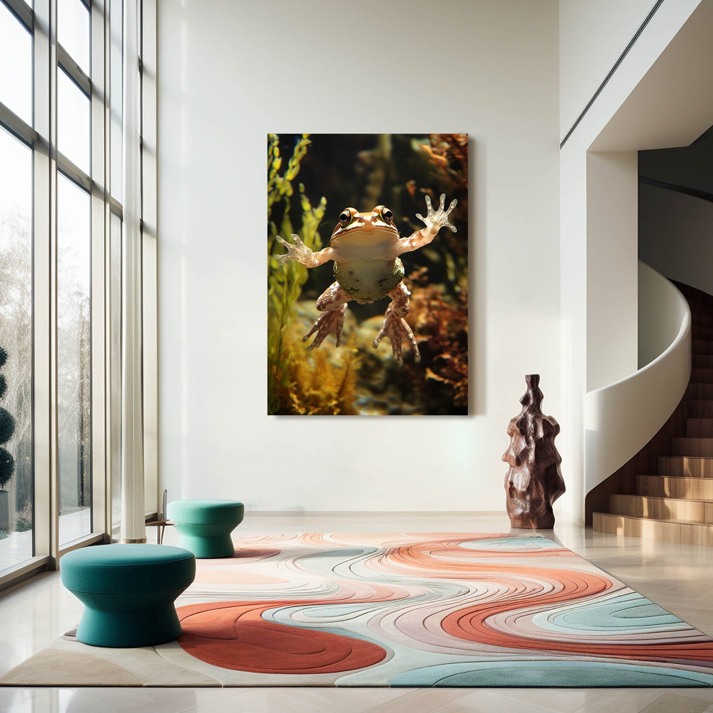 Golden Pond Climber Frog Wall Decor – styled in a furnished interior