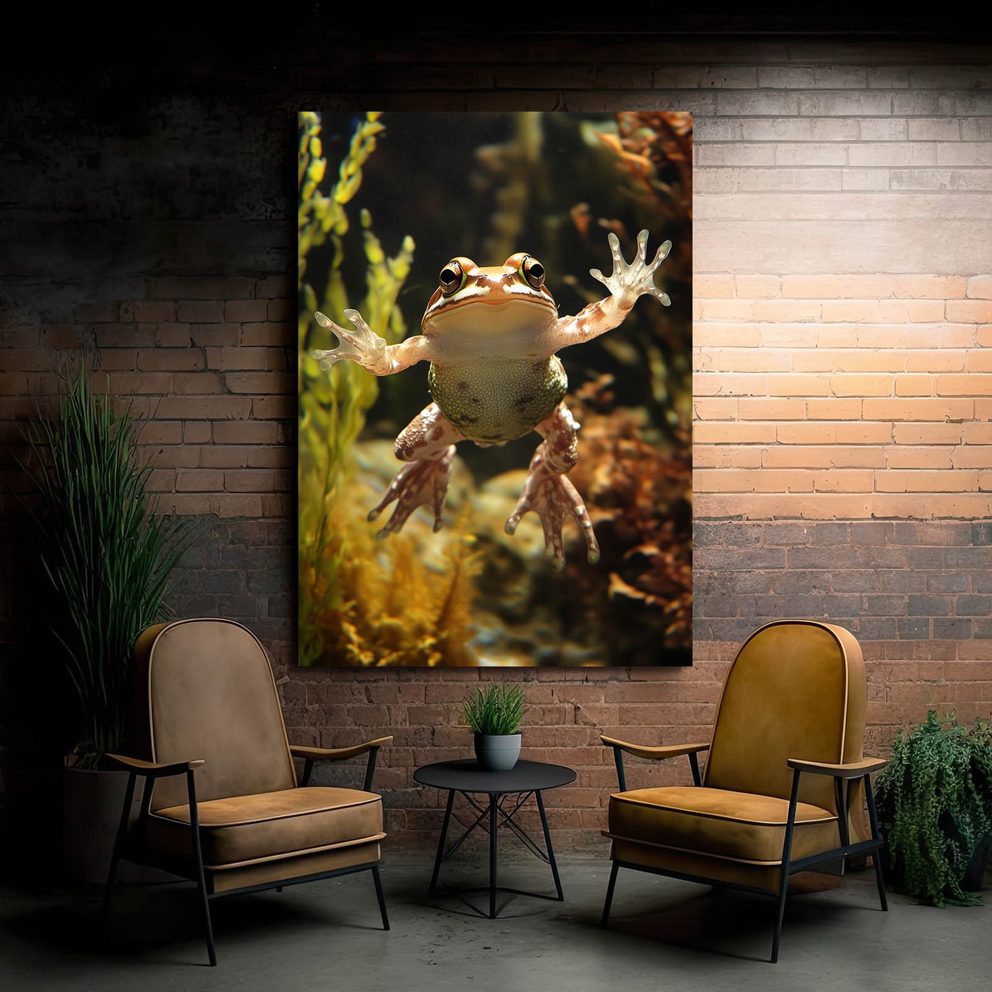 Golden Pond Climber Frog Wall Decor – styled in a furnished interior