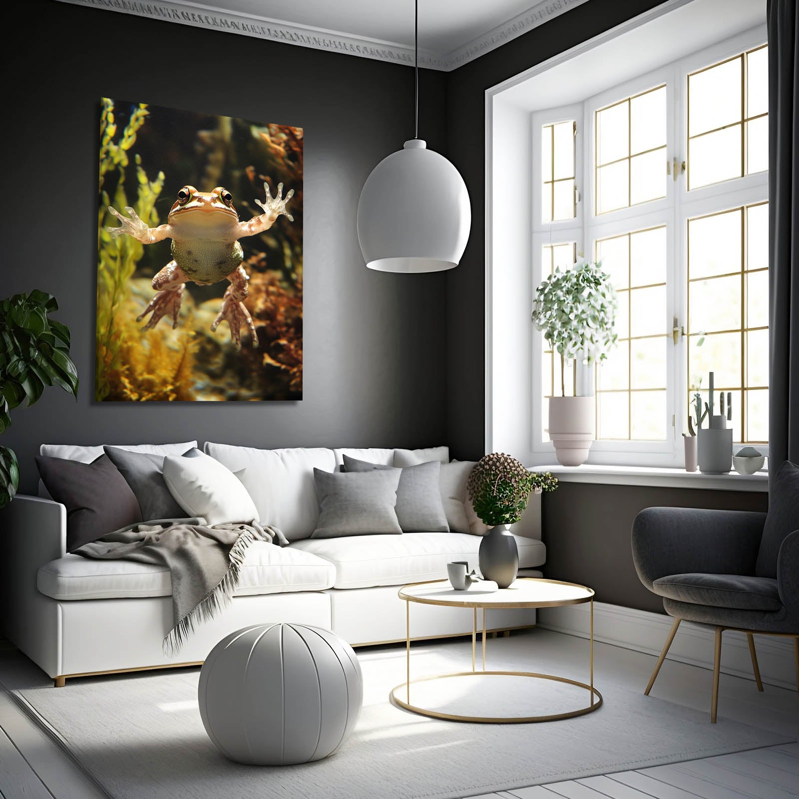 Golden Pond Climber Frog Wall Decor – styled in a furnished interior