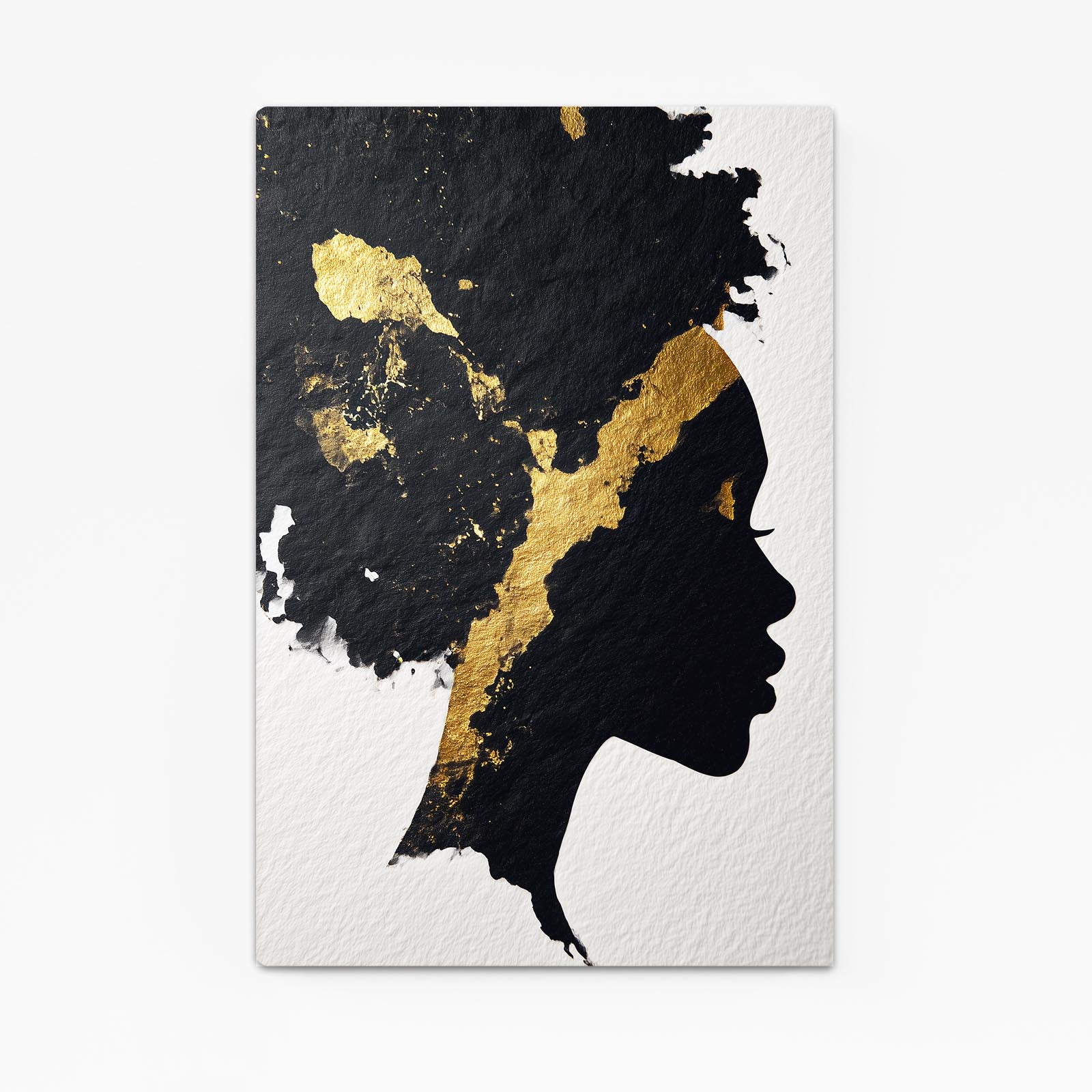 Golden Profile Silhouette Art – canvas print on white background