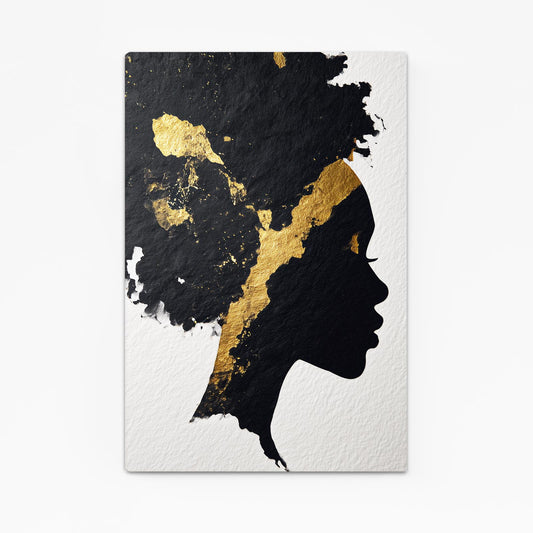 Golden Profile Silhouette Art – canvas print on white background