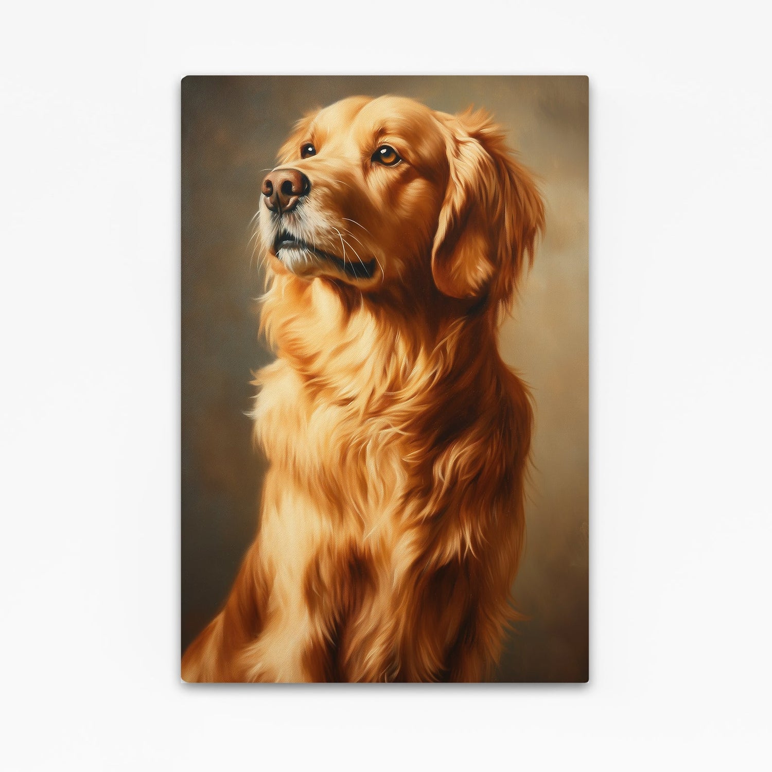 Golden Retriever Dog Art — portrait canvas print in orange tones
