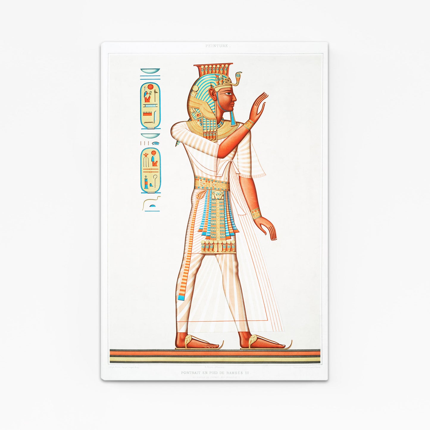 Golden Robe Figure Egyptian Art – angled canvas view on white background