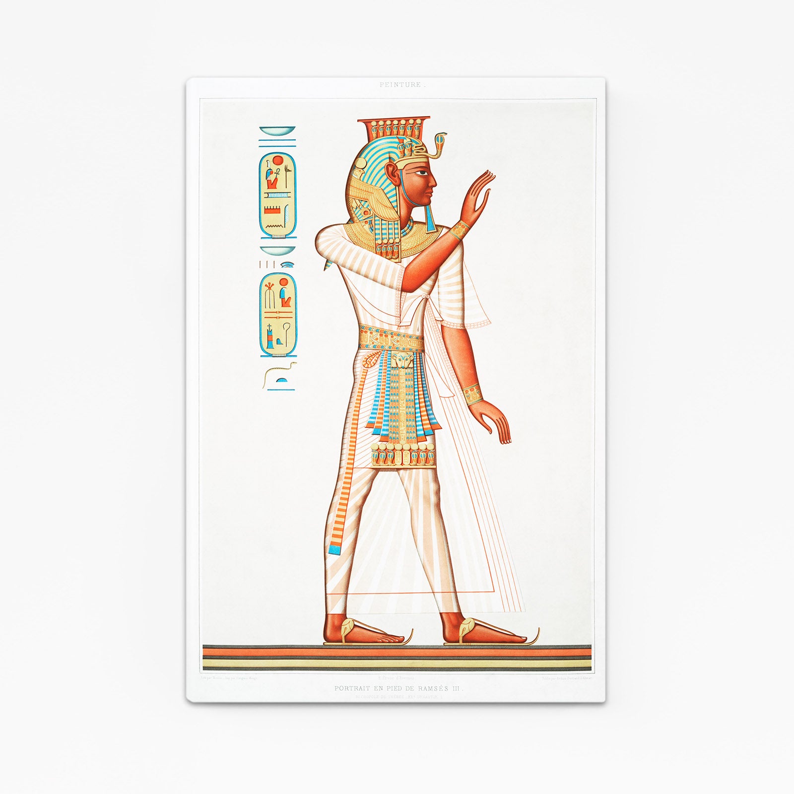 Golden Robe Figure Egyptian Art – angled canvas view on white background