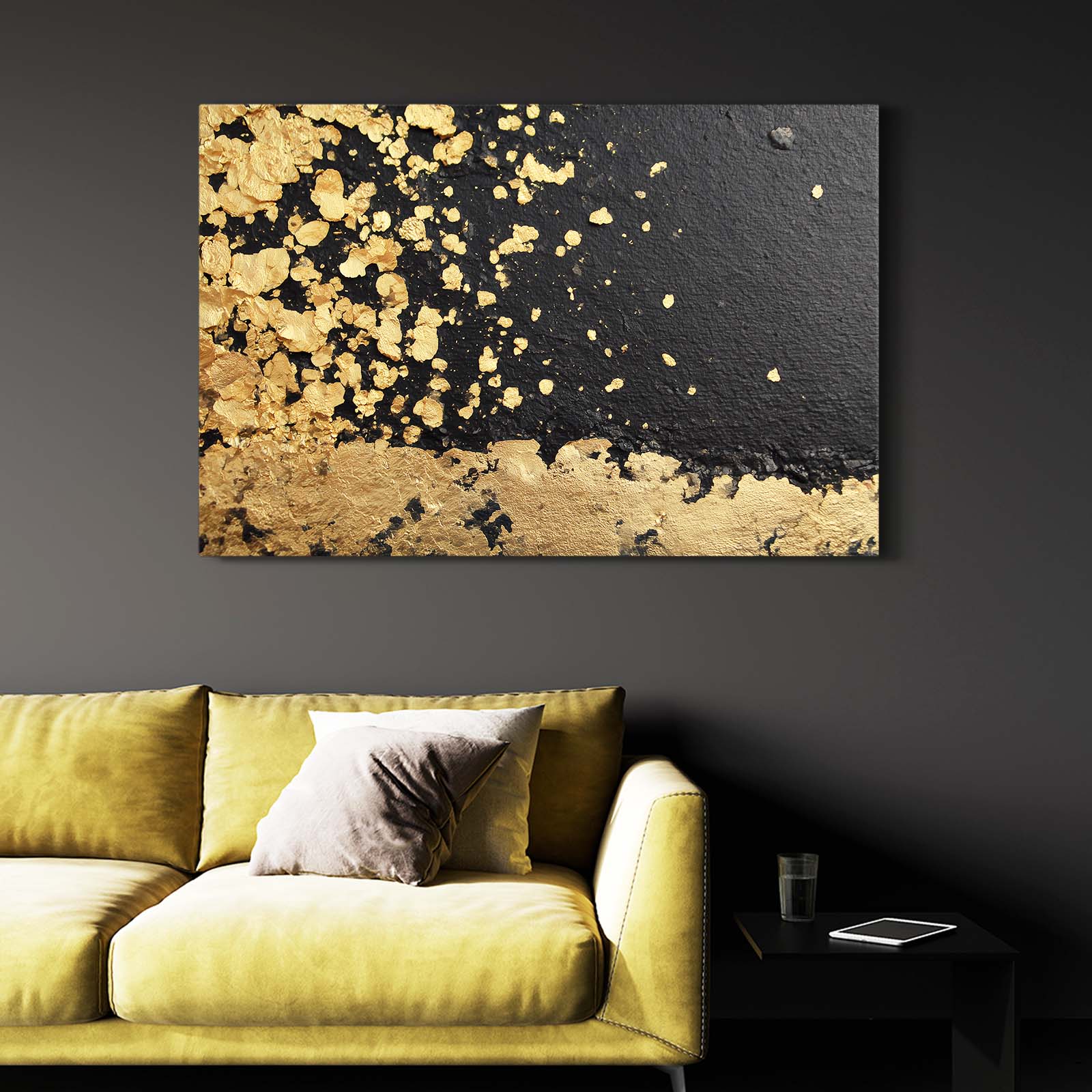 Golden Sand Drift Wall Art – styled in a furnished interior