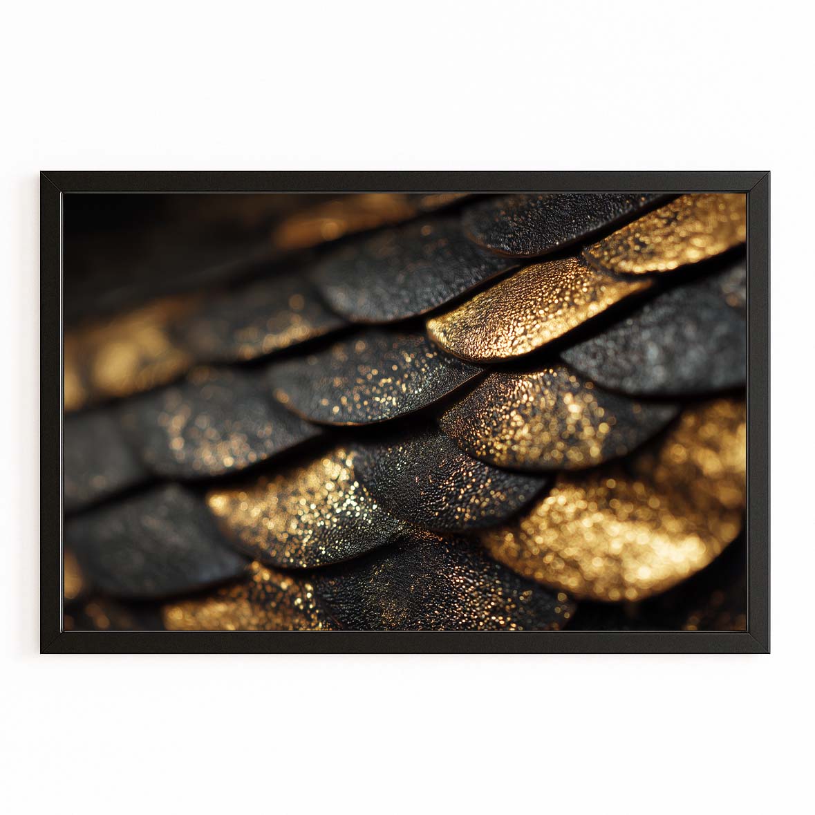 Golden Scales Wall Decor – with Premium Black frame on white background