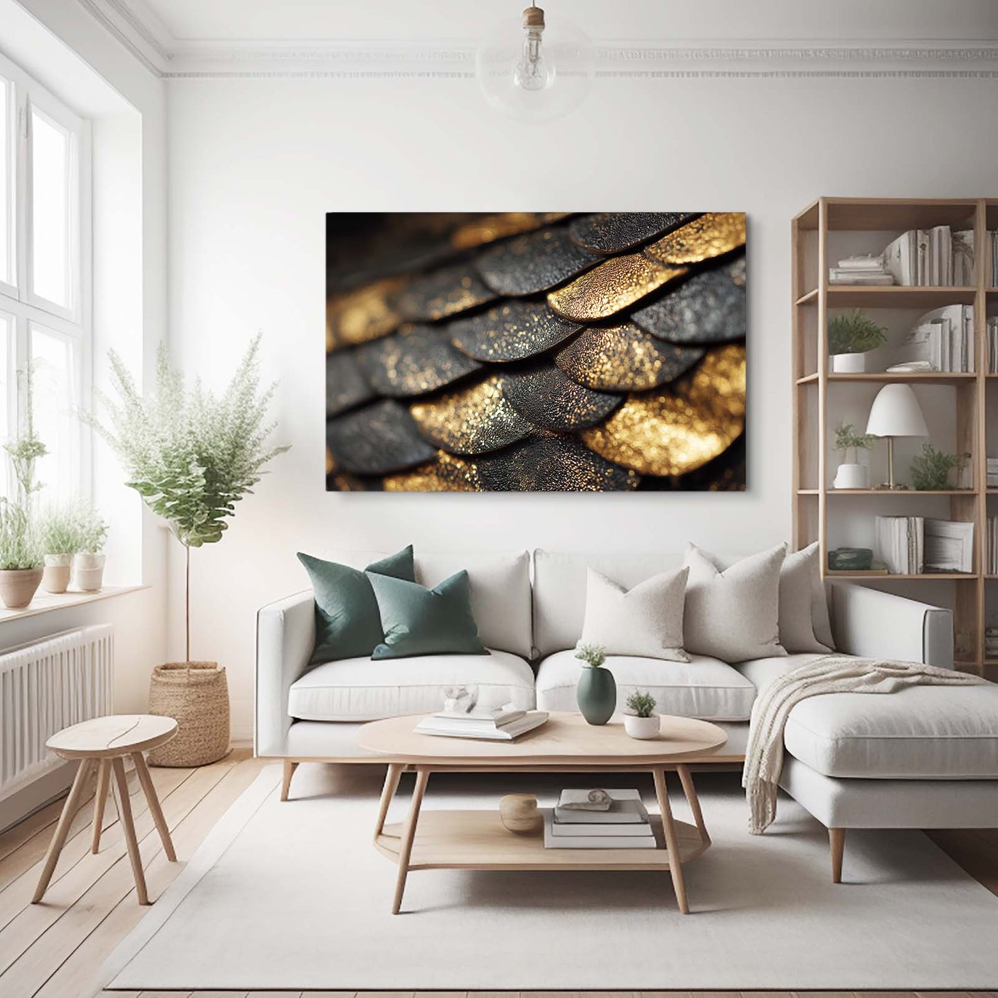 Golden Scales Wall Decor – styled in a furnished interior