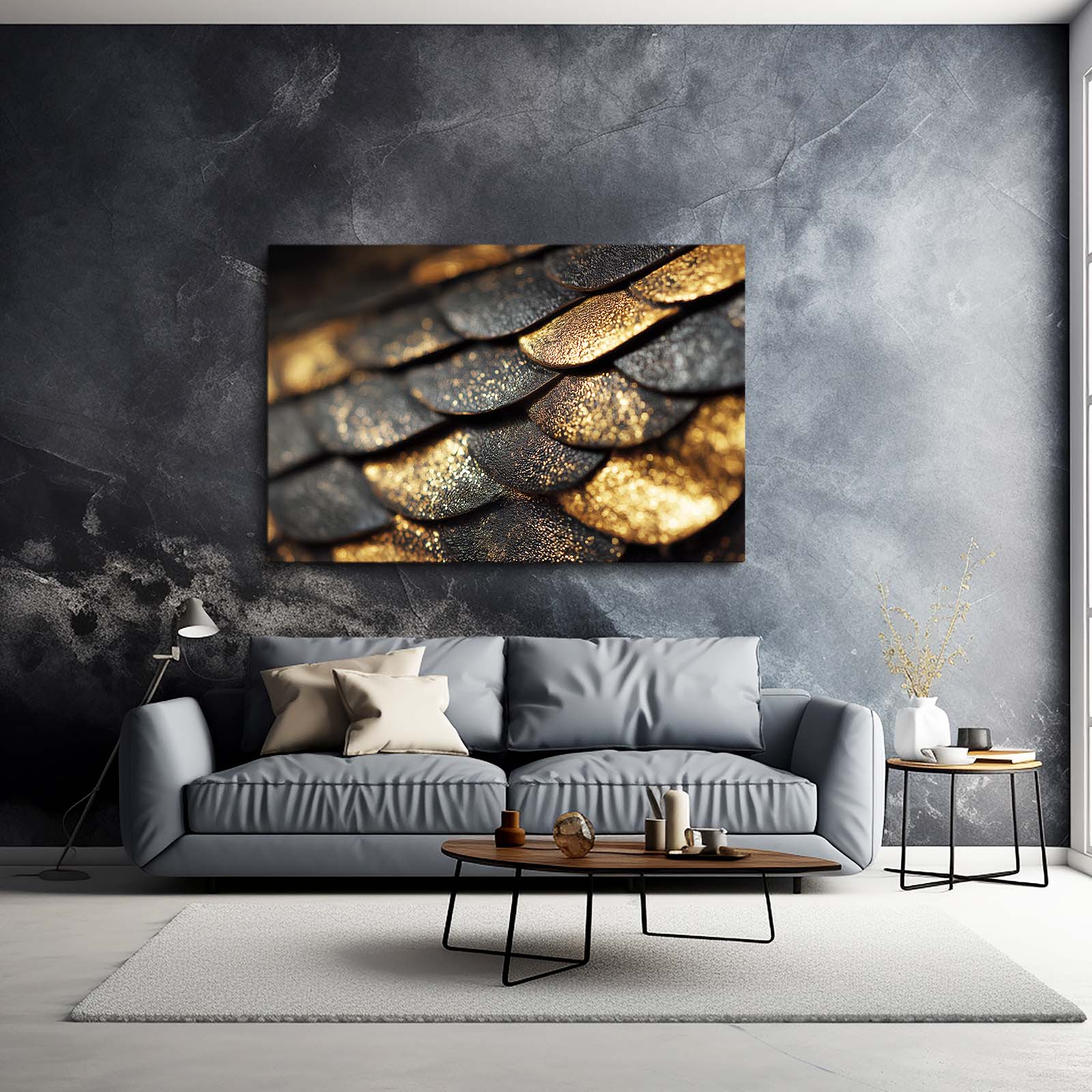 Golden Scales Wall Decor – styled in a furnished interior