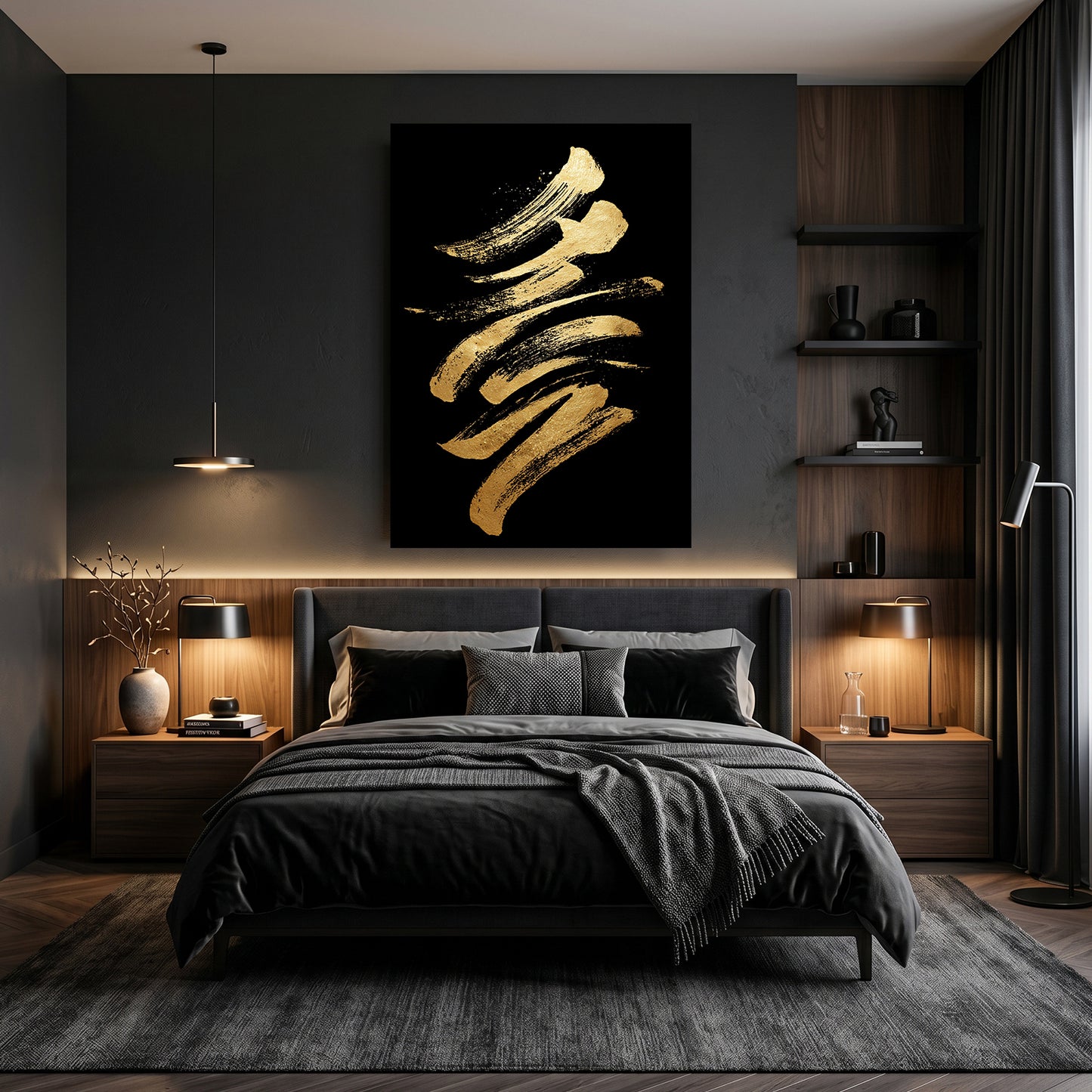 Golden Script Marks Wall Decor – styled in a furnished interior